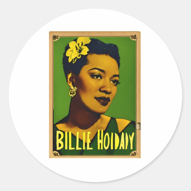 Adesivo Redondo Billie Holiday (Frente)