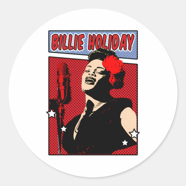 Adesivo Redondo Billie Holiday (Frente)