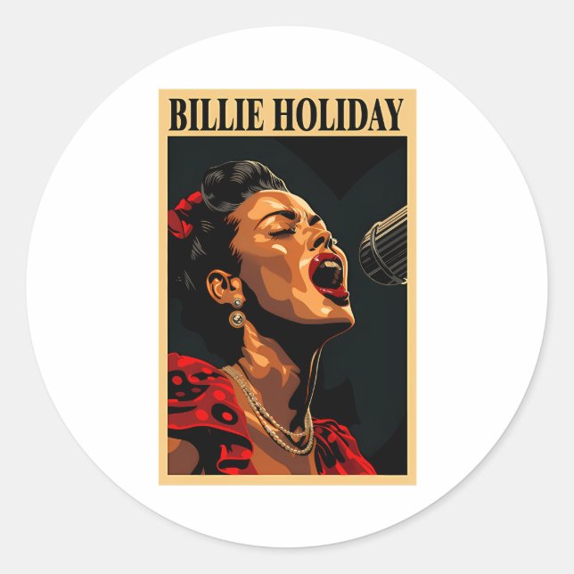 Adesivo Redondo Billie Holiday (Frente)