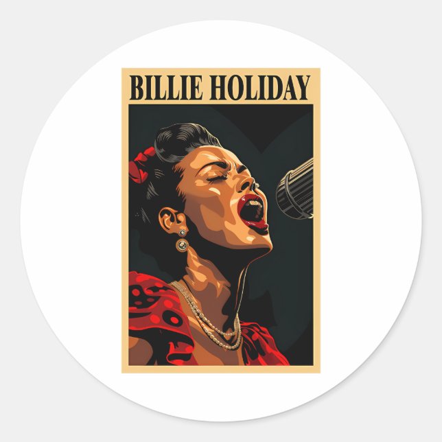 Adesivo Redondo Billie Holiday (Frente)