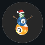 Adesivo Redondo Billiers Christmas Snowman com Piscina Mesa Balls<br><div class="desc">Billiers Christmas Snowman com Piscina Mesa Balls</div>