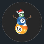 Adesivo Redondo Billiers Christmas Snowman com Piscina Mesa Balls<br><div class="desc">Billiers Christmas Snowman com Piscina Mesa Balls</div>