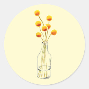 Adesivo Redondo Billy Button, flores amarelas felizes da Austrália