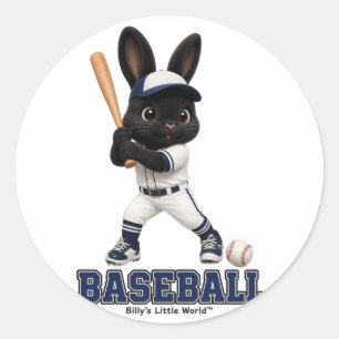 Adesivo Redondo Billy o Coelho de Beisebol Fofa Bunny Esportes