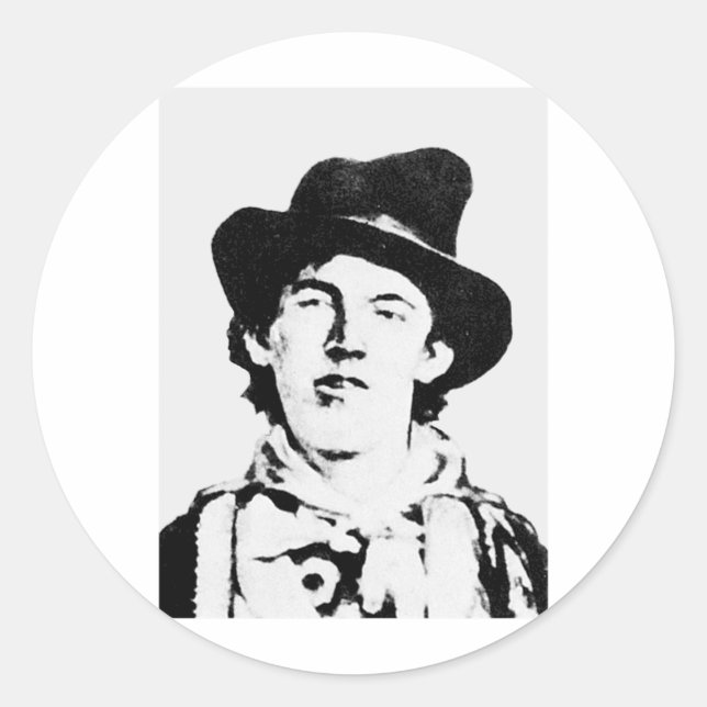 Adesivo Redondo Billy The Kid ~ William H. Bonney / Outlaw (Frente)