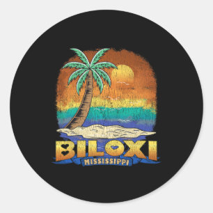 Adesivo Redondo Biloxi Mississipi Vintage - Souvenir com Dificulda