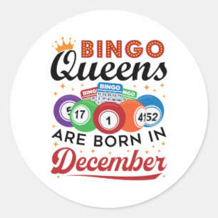 Adesivo Redondo Bingo Birthday Bingo Queens São Nasceres em dezemb