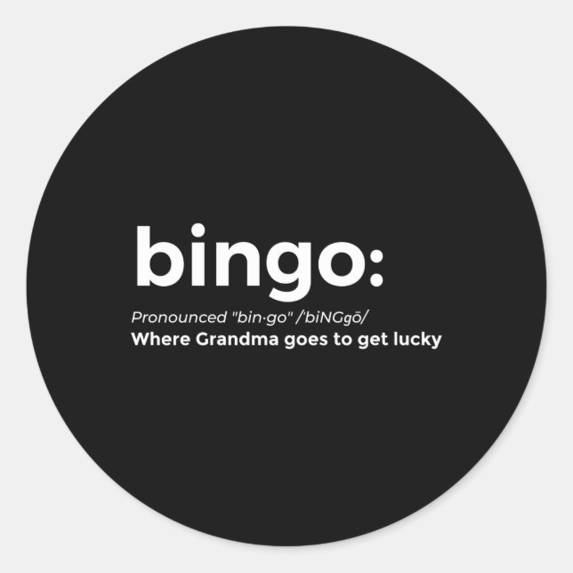 Adesivo Redondo Bingo For Grandma Bingo (Frente)