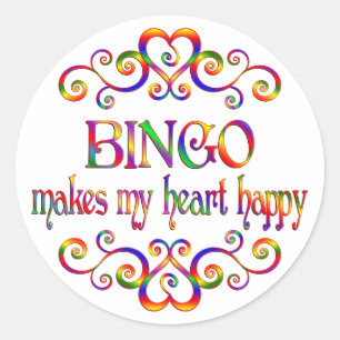 Adesivo Redondo Bingo Heart Happy