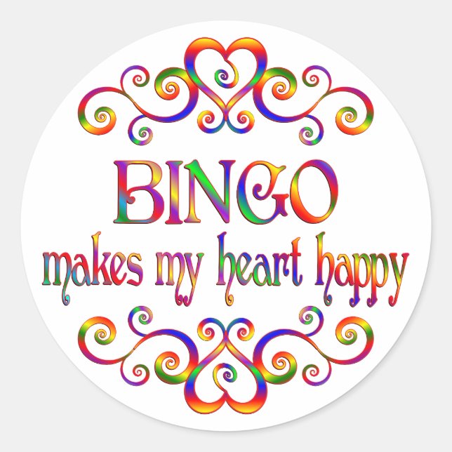 Adesivo Redondo Bingo Heart Happy (Frente)