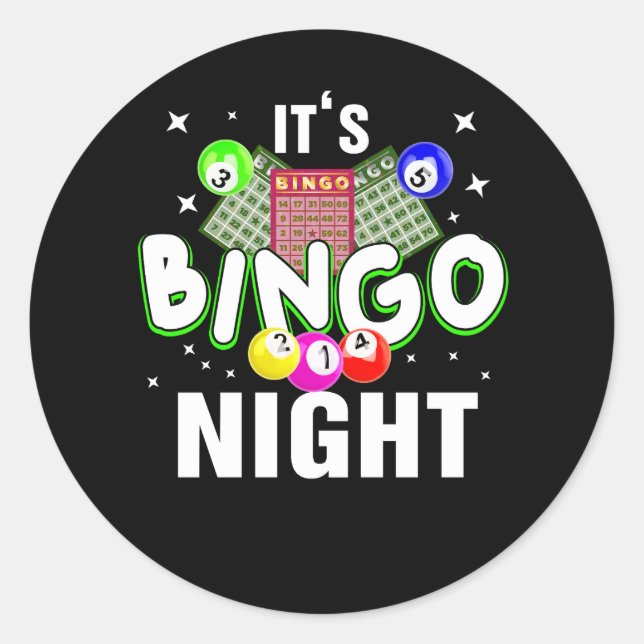 Adesivo Redondo Bingo Night Design Bingo Player Game Amantes de Ma (Frente)