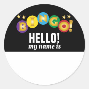 Adesivo Redondo Bingo Olá Placa de Nome