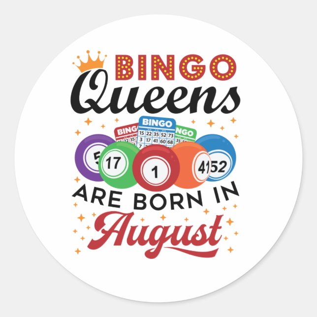 Adesivo Redondo Bingo Queens São Nasceres em agosto (Frente)