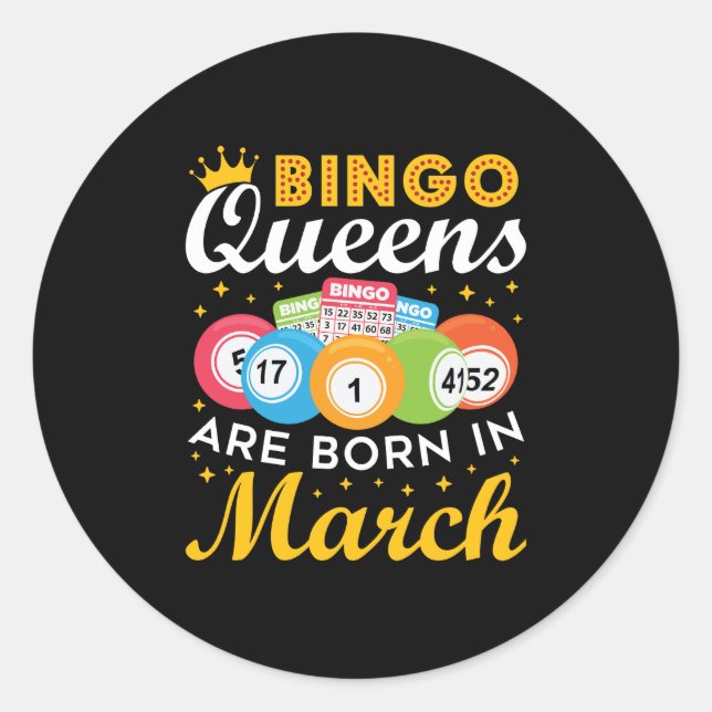 Adesivo Redondo Bingo Queens São Nasceres em março (Frente)