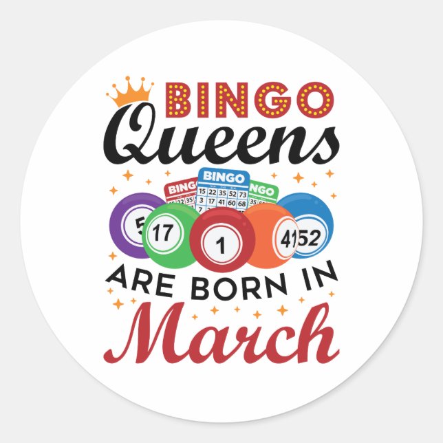Adesivo Redondo Bingo Queens São Nasceres em março (Frente)