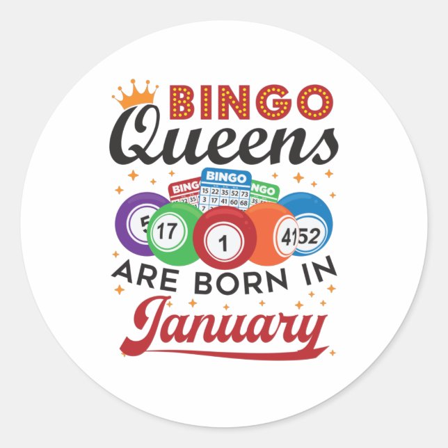 Adesivo Redondo Bingo Queens são Nasceres no aniversário de janeir (Frente)