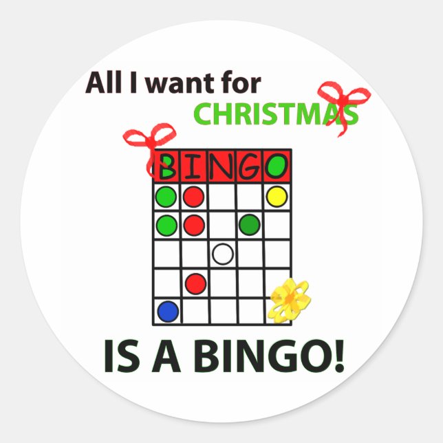 Adesivo Redondo BINGO, quero um bingo de Natal (Frente)