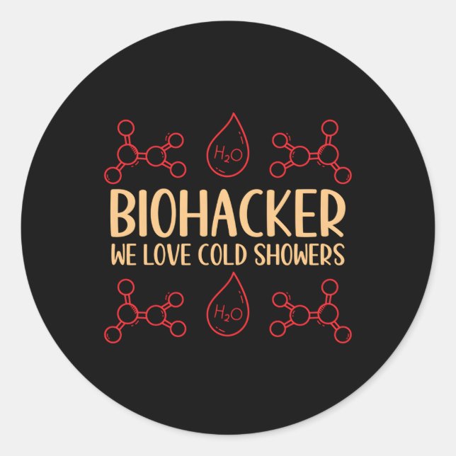 Adesivo Redondo Biohacker Adoramos Chás Frio Medicina de Biohackin (Frente)