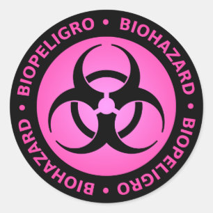 Adesivo Redondo Biohazard cor-de-rosa