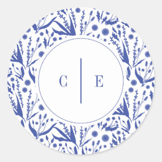 Adesivo Redondo Biologia Elegante Clássica no Casamento Azul