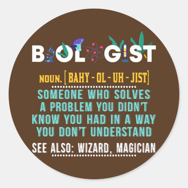 Adesivo Redondo Biólogo Funny Gift Para Professora De Biologia (Frente)