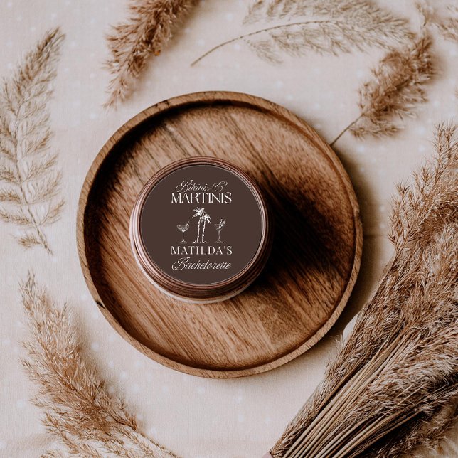 Adesivo Redondo Biquínis e martinis Elegante despedida de solteira (Criador carregado)