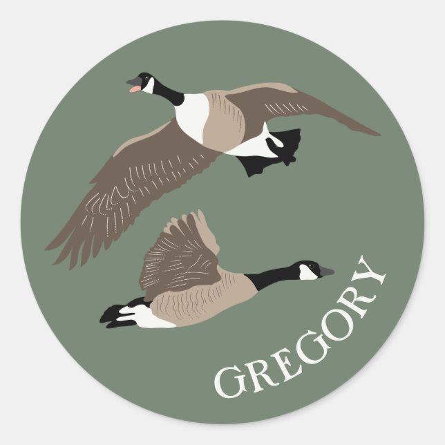 Adesivo Redondo Bird Lovers Canada Geese Ilustração Personalizada (Frente)