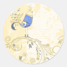 Adesivo Redondo Bird Retro Floral Fine Art