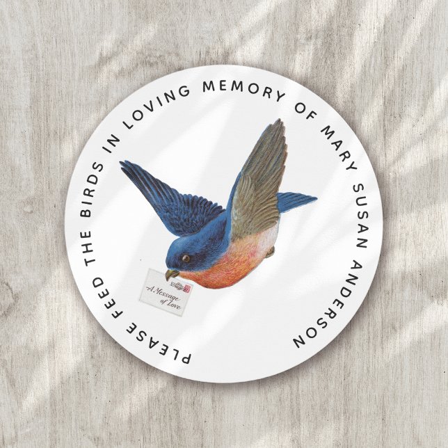 Adesivo Redondo Bird Seed In Loving Memory Memorial Funeral (Criador carregado)