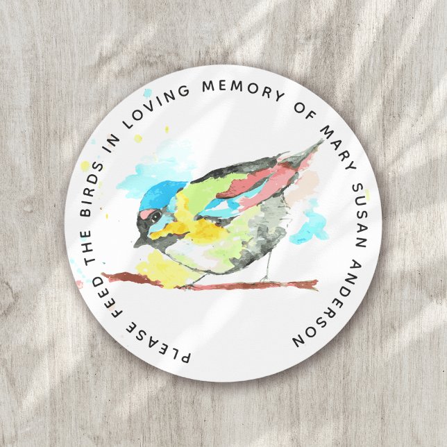 Adesivo Redondo Bird Seed In Loving Memory Memorial Funeral (Criador carregado)
