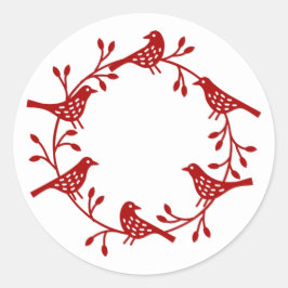 Adesivo Redondo Bird Wreath Moderno Estilo Escandinavo