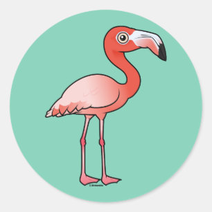 Adesivo Redondo Birdorable American Flamingo