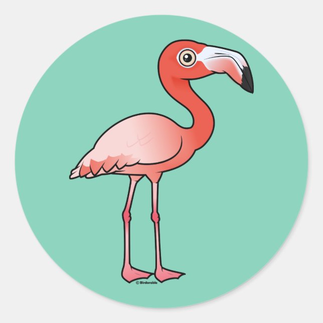 Adesivo Redondo Birdorable American Flamingo (Frente)