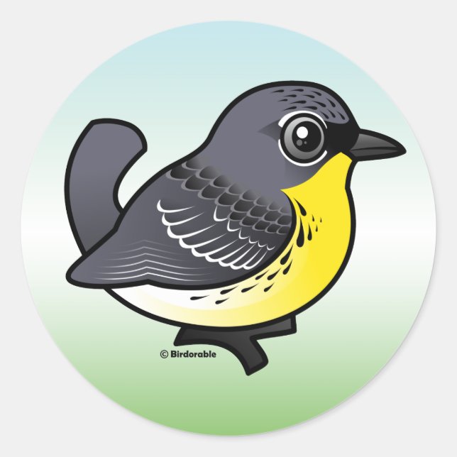 Adesivo Redondo Birdorable Kirtland's Warbler (Frente)