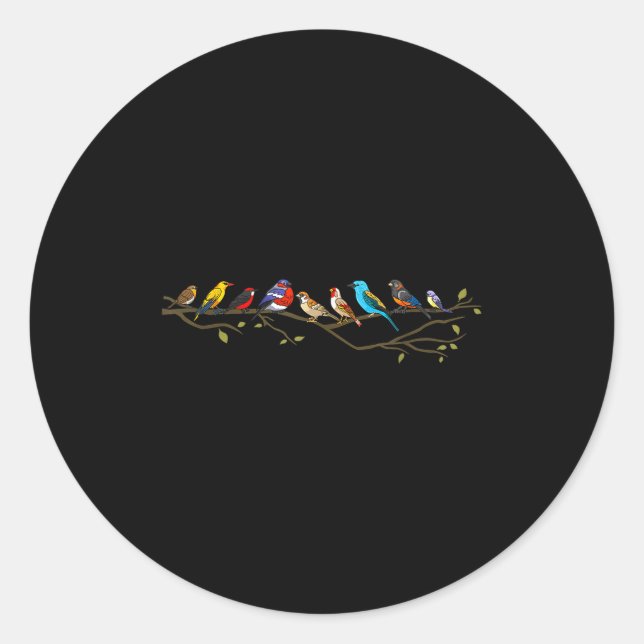 Adesivo Redondo Birds On A Branch Birding Bird Watching Bird Watch (Frente)