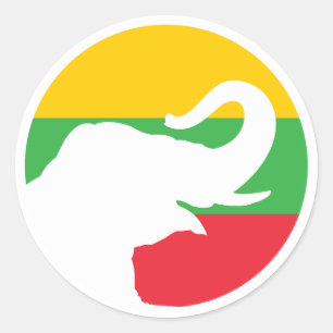 Adesivo Redondo Birmanês - Elefante Asiático