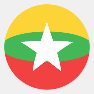 Adesivo Redondo Birmanês Fisheye Flag Sticker