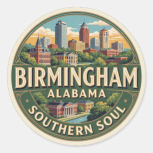 Adesivo Redondo Birmingham Alabama EUA Cidade dos Direitos Civis V