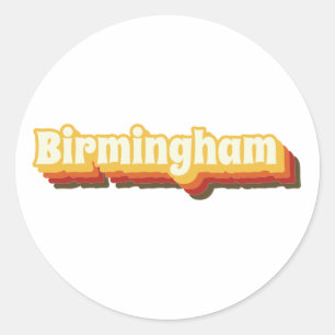 Adesivo Redondo Birmingham Retro Vintage Text