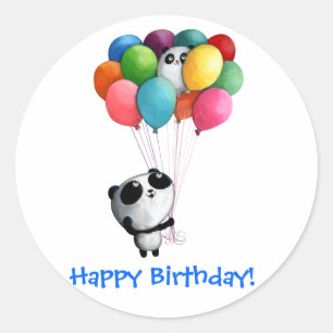 Adesivo Redondo Birthday Balloons Panda Bear
