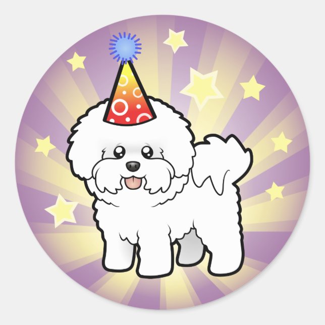 Adesivo Redondo Birthday Bichon Frise (Frente)