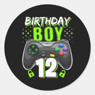 Adesivo Redondo Birthday Boy 12 Video Game Controller Gamer 12 B