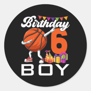 Adesivo Redondo Birthday Boy de 6 anos Dabbing Bysketbyll Byll Byl
