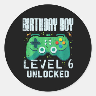 Adesivo Redondo Birthday Boy Nível 6 - 6 do Gamer Controller Desbl