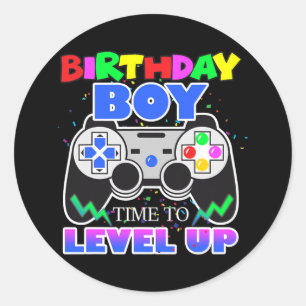 Adesivo Redondo Birthday Boy Time to Level Up Video Game Birthday