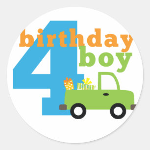 Adesivo Redondo Birthday Boy Truck 4