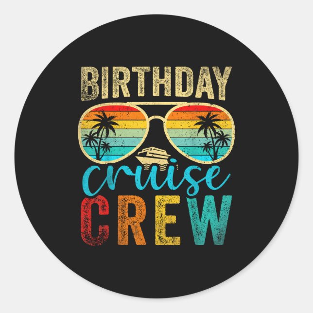 Adesivo Redondo Birthday Cruise Crew Cruise Birthday Cruising Trip (Frente)