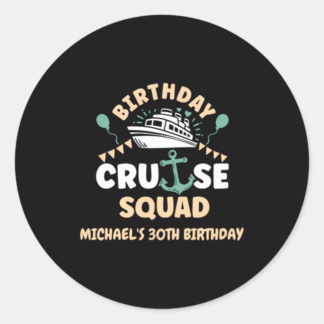 Adesivo Redondo Birthday Cruise Squad  (Frente)