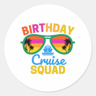 Adesivo Redondo Birthday Cruise Squad