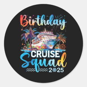 Adesivo Redondo Birthday Cruise Squad 2025 É minha Festa de aniver